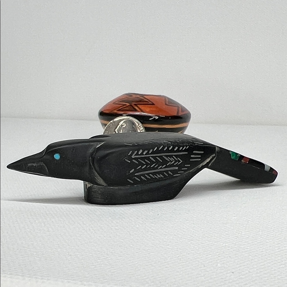 Handcrafted Black Raven Bird Figurine - Picture 4 of 4